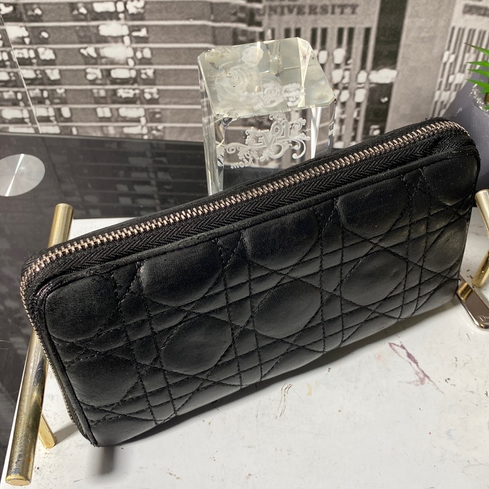 Authentic Christian Dior Cannage Leather Zippy Long Wallet - Picture 7 of 17